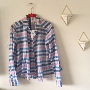 Lou & Grey Plaid Button-Down, XS